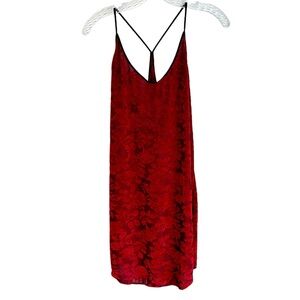 Vintage Petra Fashions Deep Red Burn Out Velvet Nightgown Size Medium